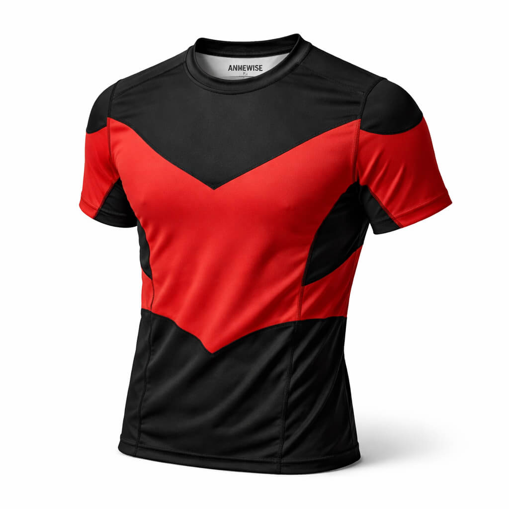 Red V-Panel Compression Rash Guard