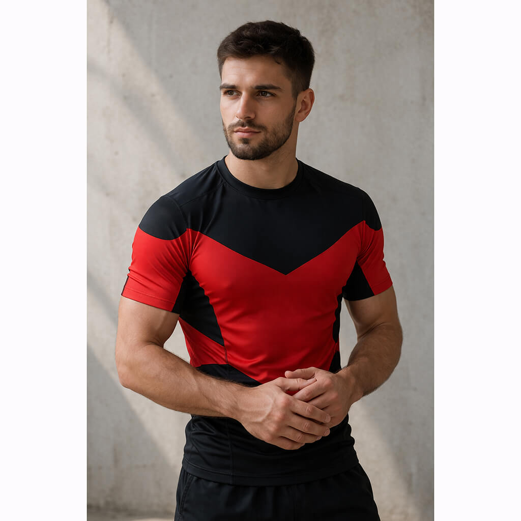 Red V-Panel Compression Rash Guard