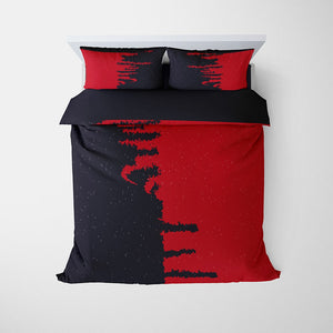 Red and Black Brush Stroke Comforter Bedding