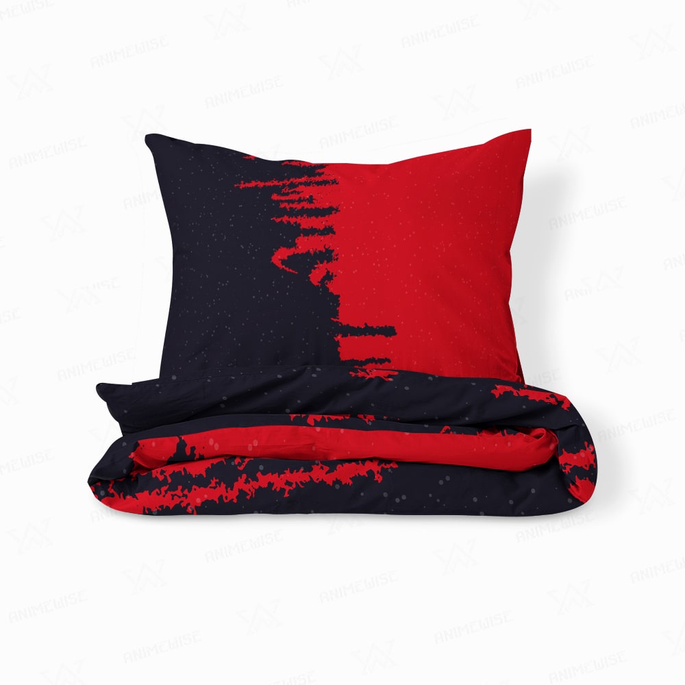 Red and Black Brush Stroke Comforter Bedding