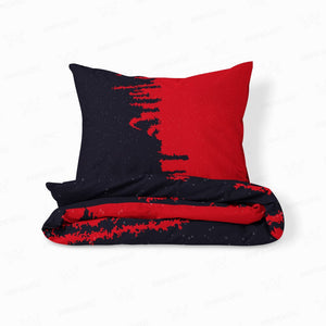 Red and Black Brush Stroke Comforter Bedding