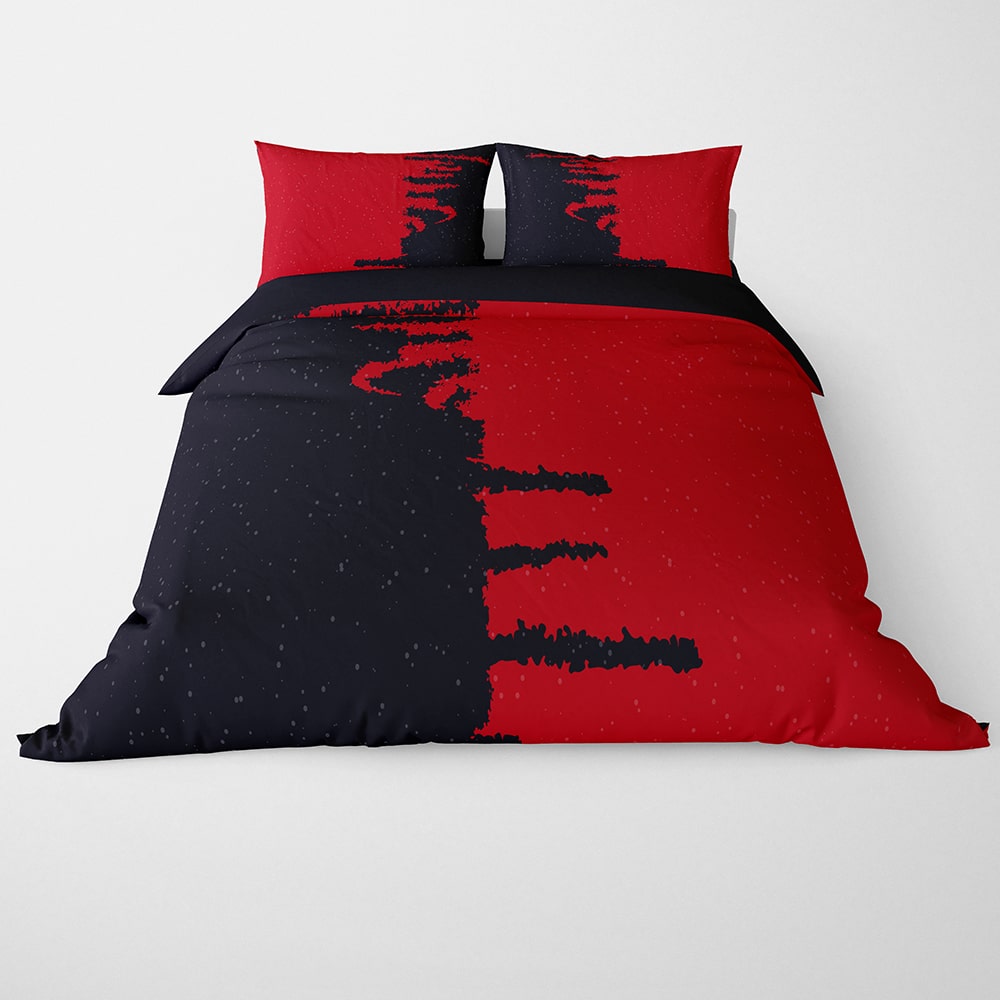 Red and Black Brush Stroke Duvet Cover Bedding