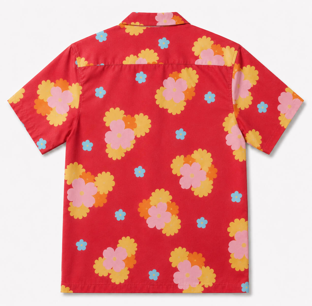 Retro Floral Button-Up Hawaiian Shirt