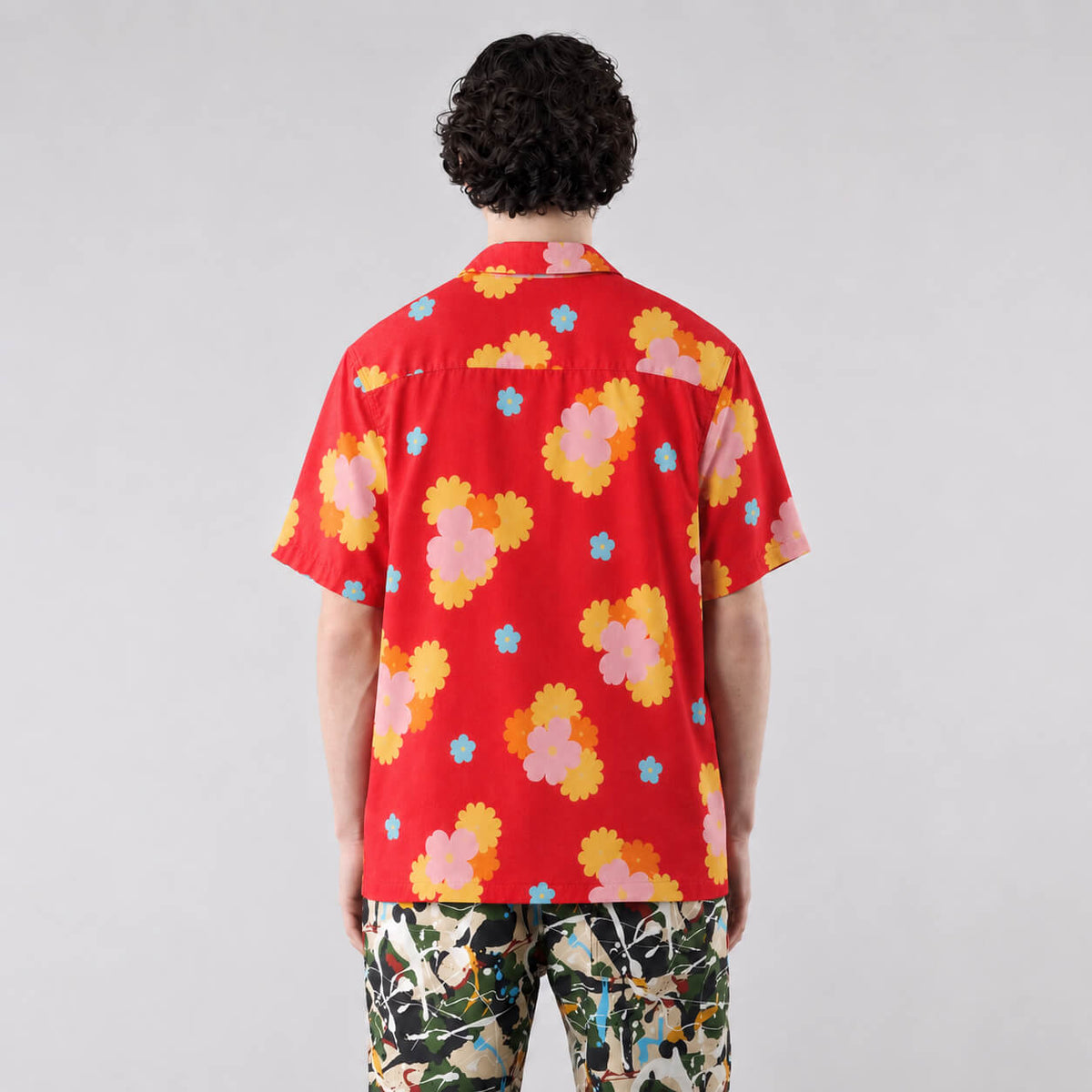 Retro Floral Button-Up Hawaiian Shirt