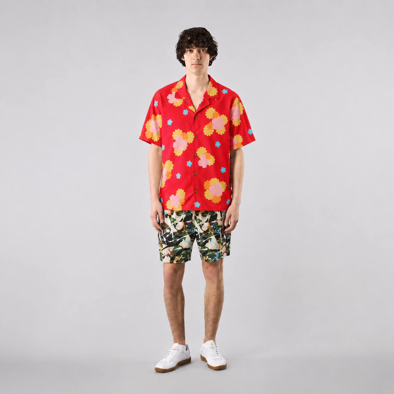 Retro Floral Button-Up Hawaiian Shirt