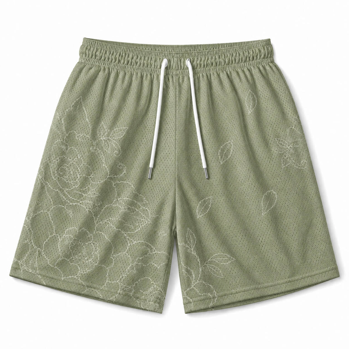 Sage Bloom Athletic Mesh Shorts