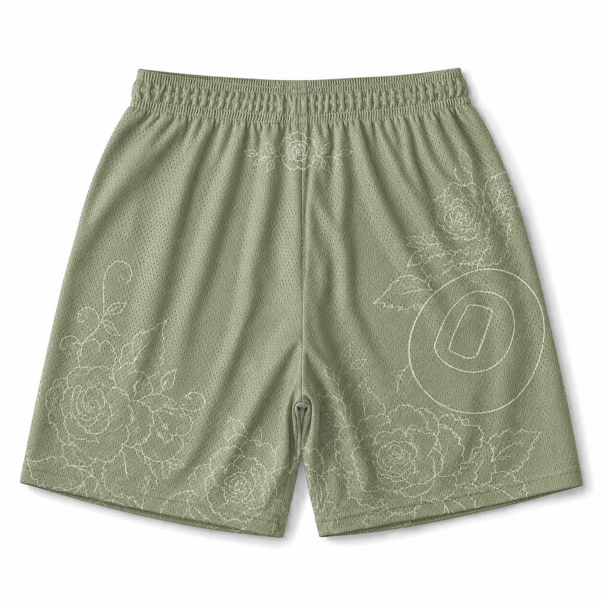 Sage Bloom Athletic Mesh Shorts