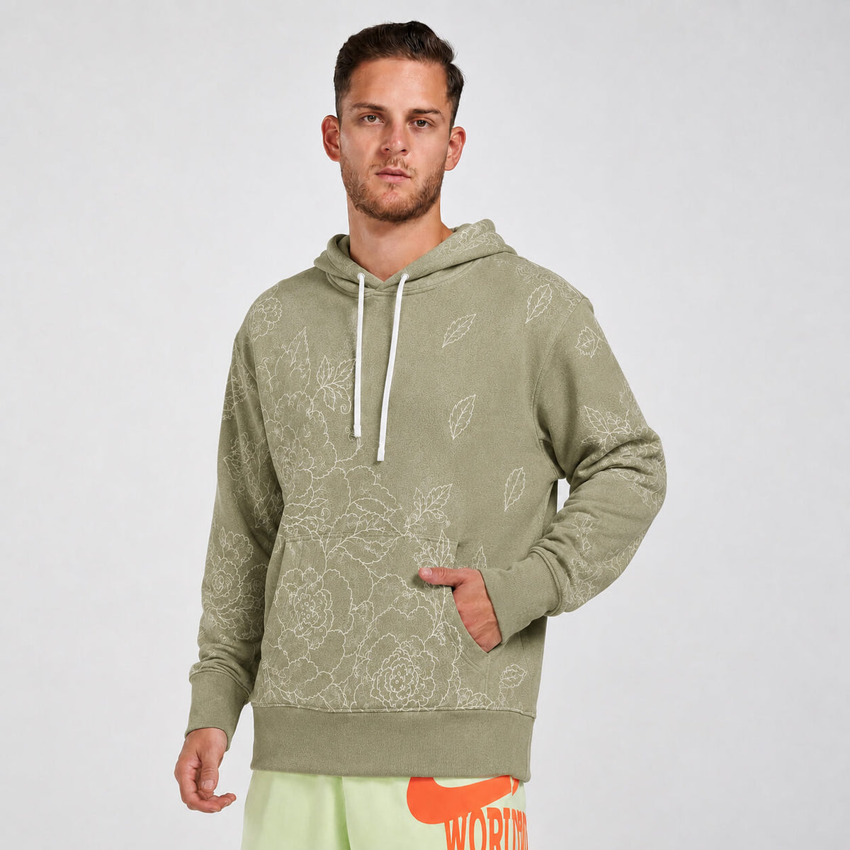 Sage Bloom Pullover Graphic Hoodie