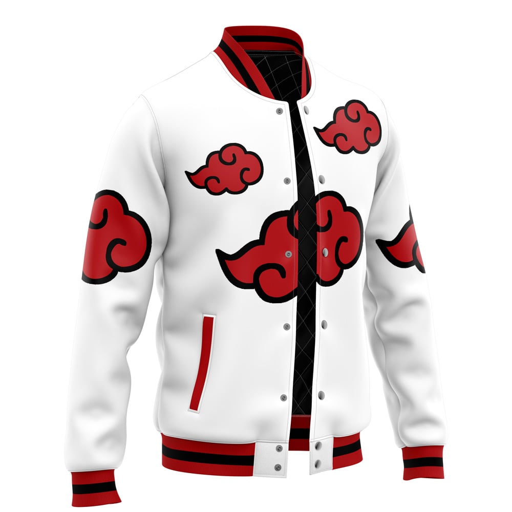 Shinobi Clouds White Baseball Varsity Jacket