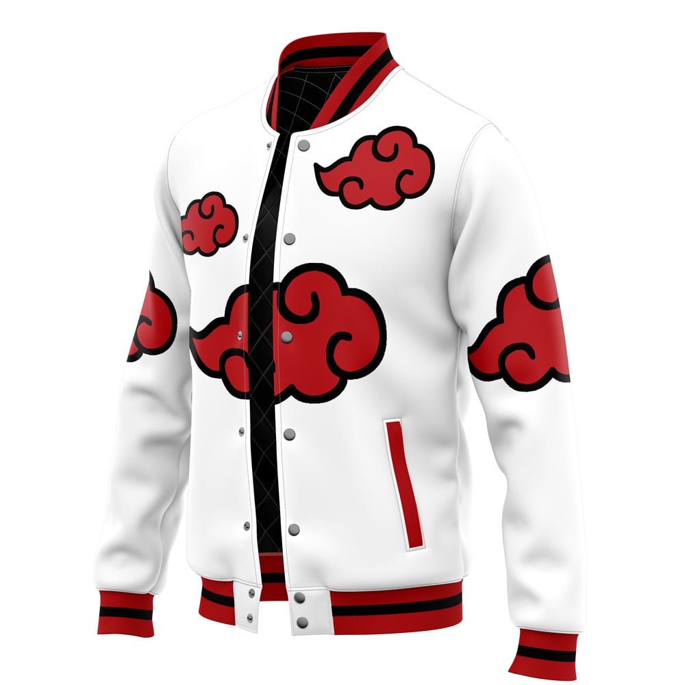 Shinobi Clouds White Baseball Varsity Jacket