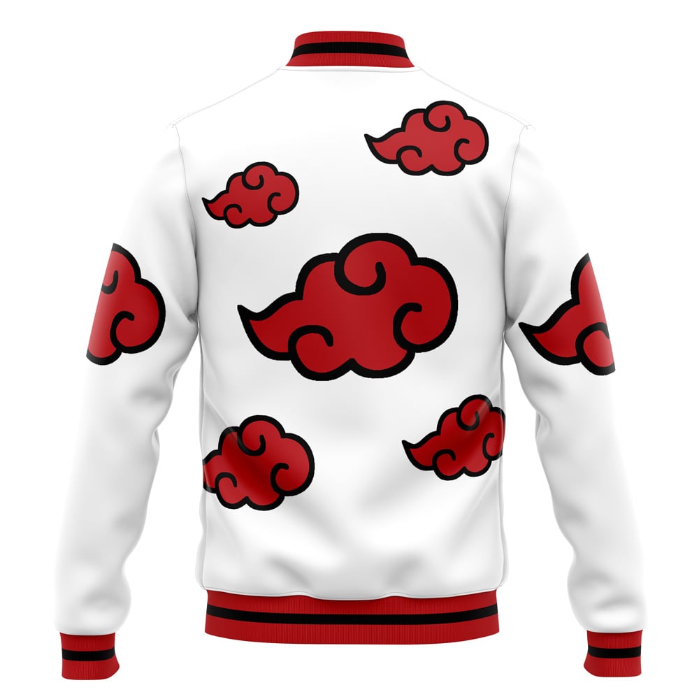 Shinobi Clouds White Baseball Varsity Jacket