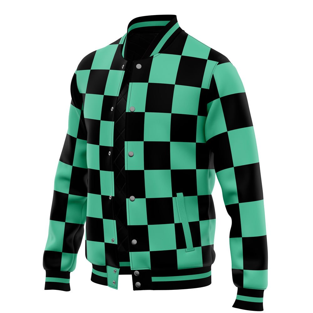 kimetsu Classic Green Check Baseball Jacket