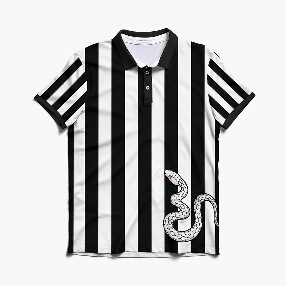 Snake Pillar Classic Stripe Pattern Polo Shirt