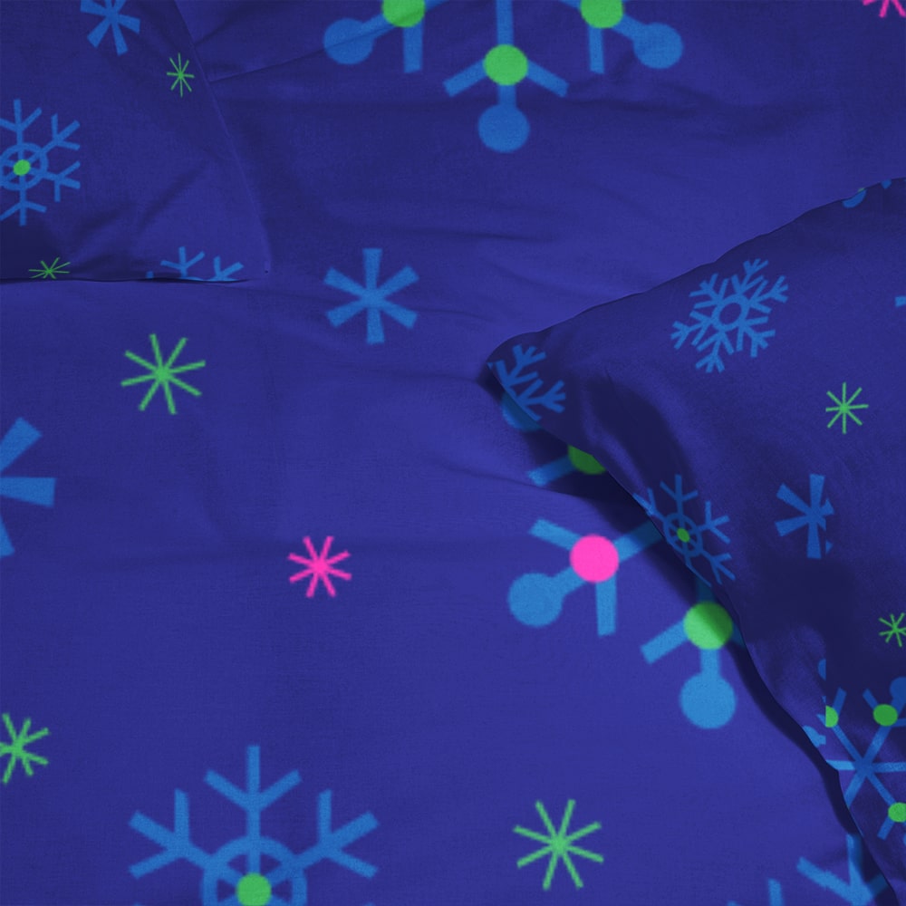 Snowflakes Blues Modern Pattern Stitched Duvet Cover Bedding