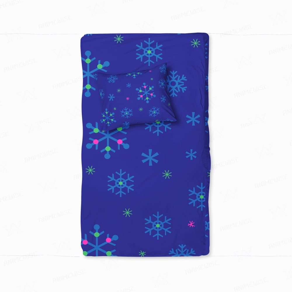 Snowflakes Blues Modern Pattern Stitched Duvet Cover Bedding