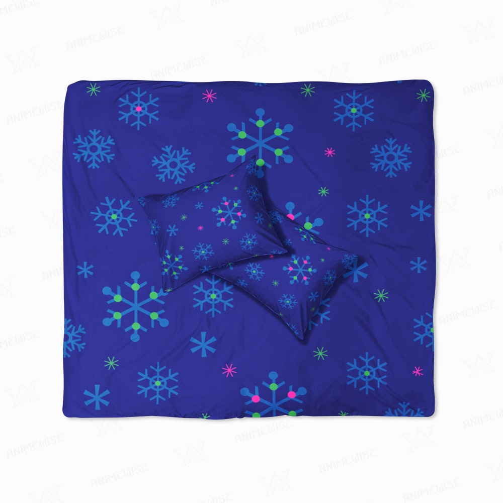 Snowflakes Blues Modern Pattern Stitched Duvet Cover Bedding