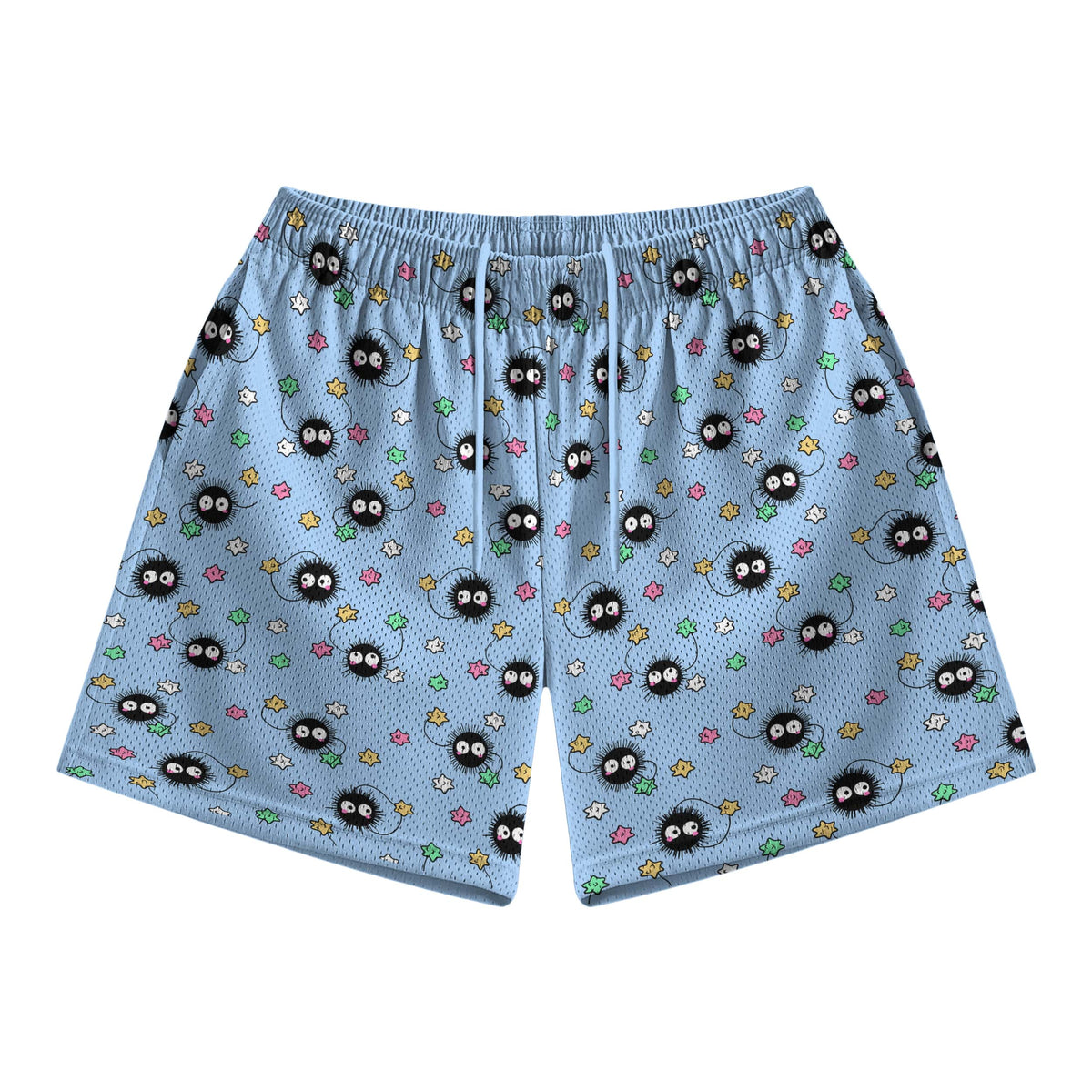 Soot Sprites Spiders All Over Brushed Mesh shorts