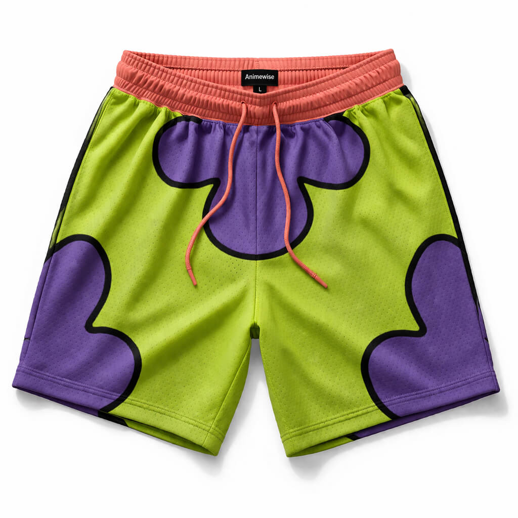Retro Blob Pattern Mesh Shorts
