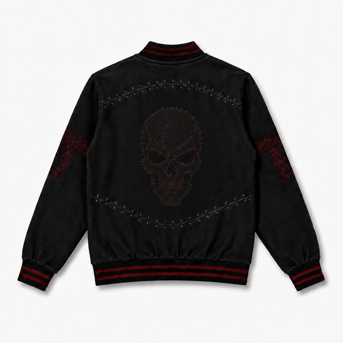 Stitched Phantom Skull Varsity Jacket