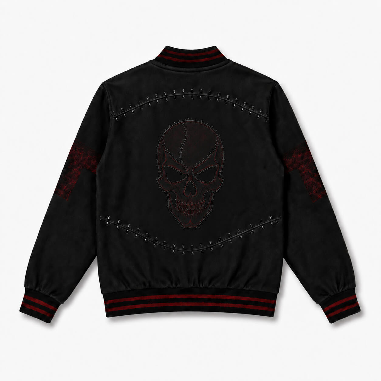 Stitched Phantom Skull Varsity Jacket