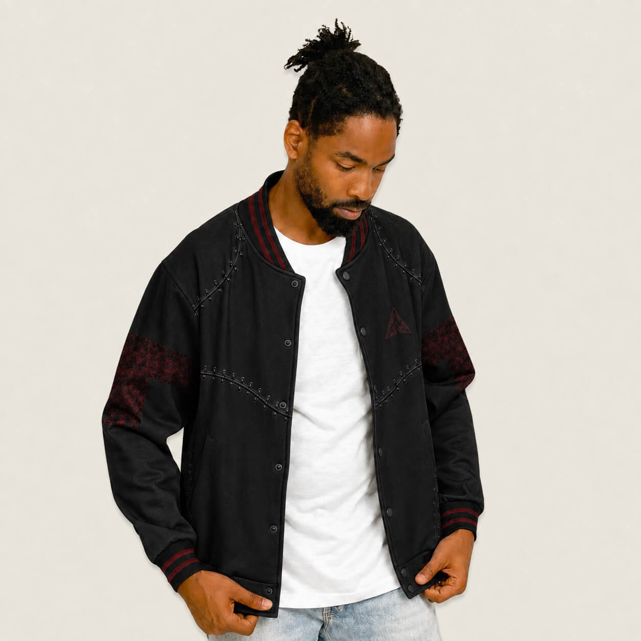Stitched Phantom Skull Varsity Jacket