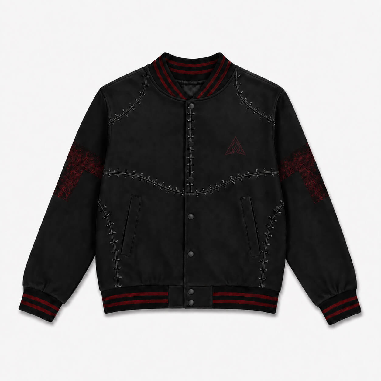 Stitched Phantom Skull Varsity Jacket