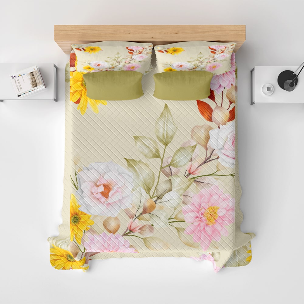 Summer Floral Seamless Pattern Quilt Bedding