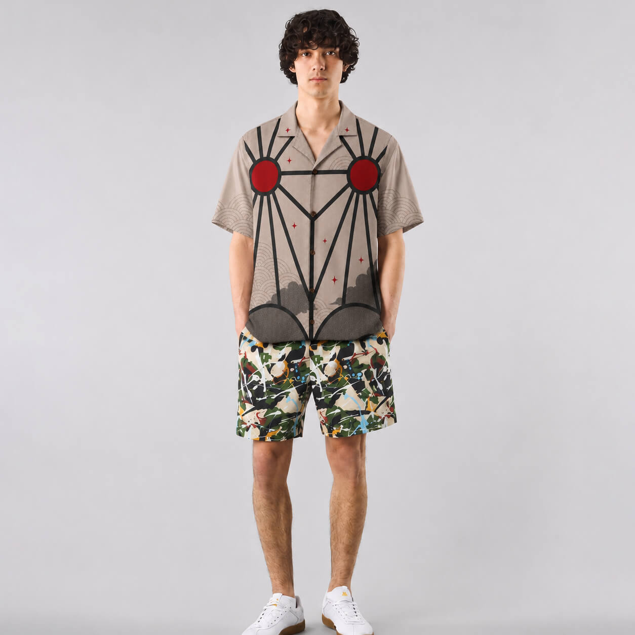 Sun Halo Graphic Button-Up Shirt