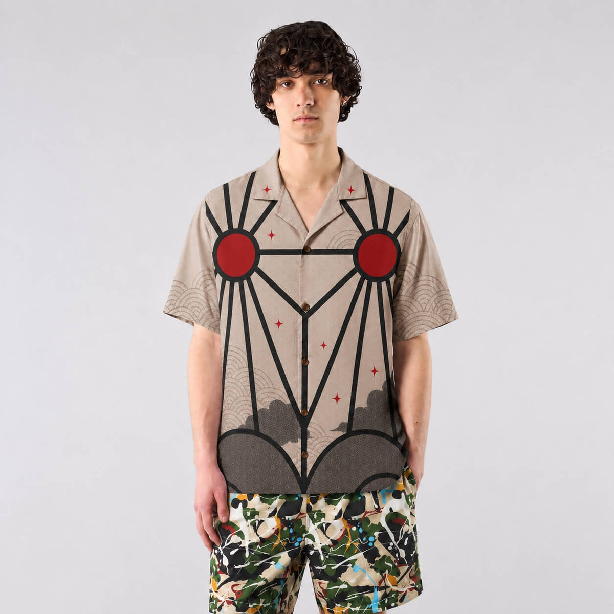 Sun Halo Graphic Button-Up Shirt