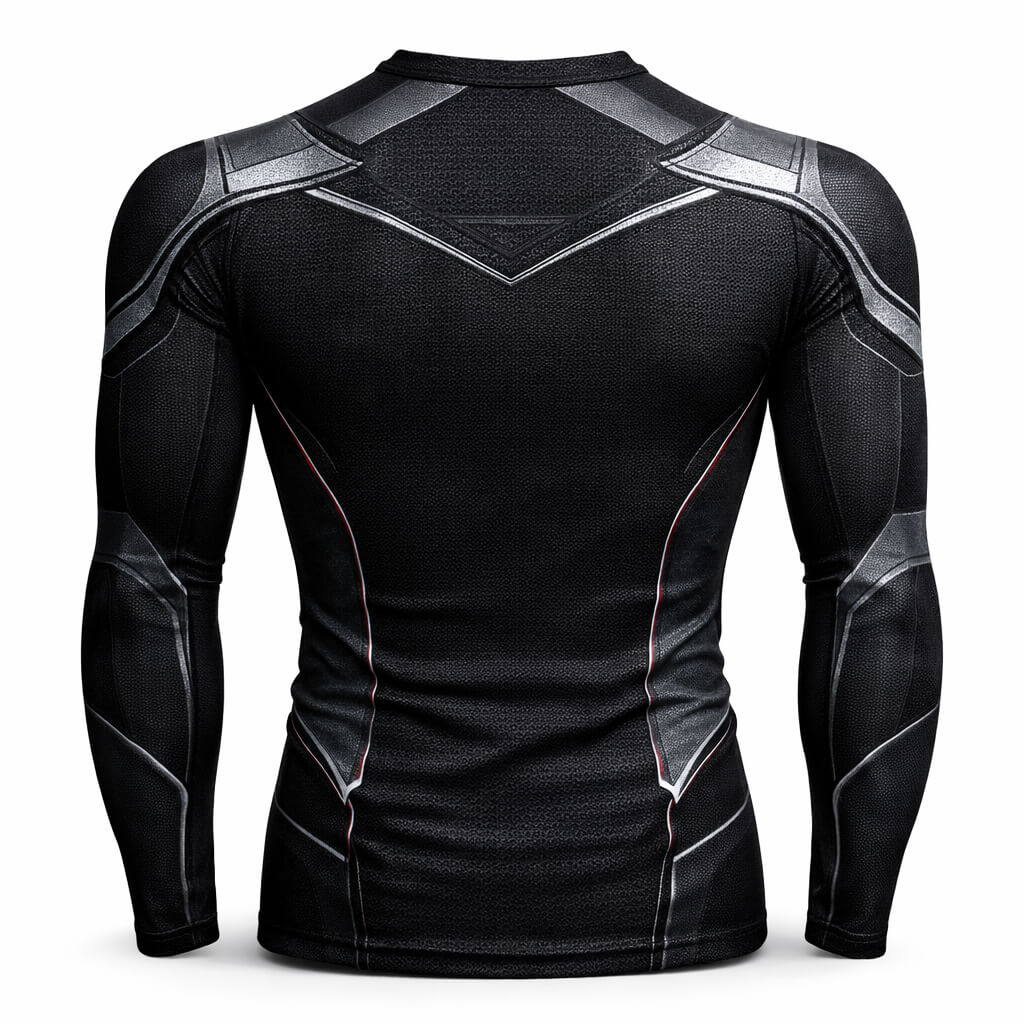 Superman Pure Black Full Sleeve Rash Guard Compression Shirt