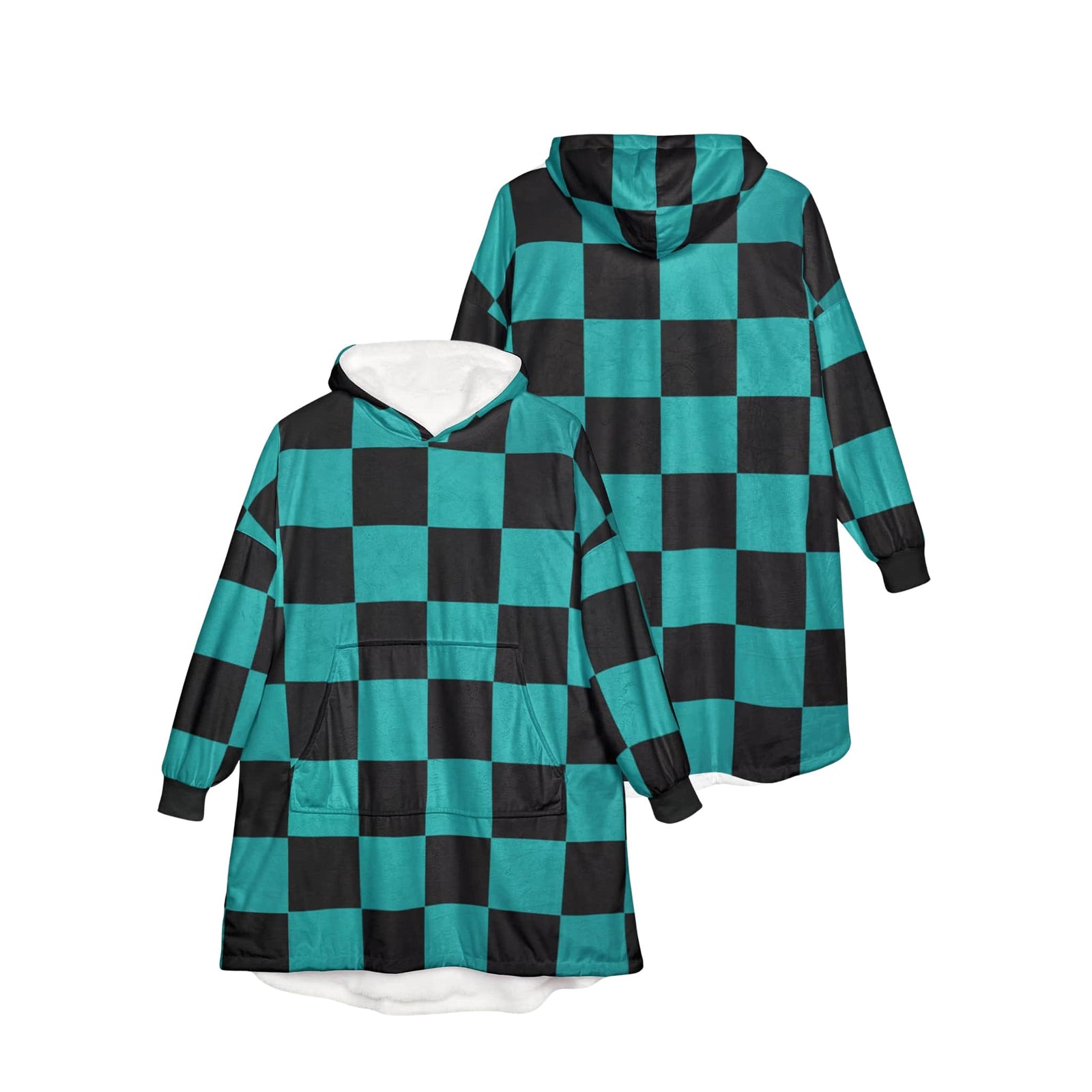 kimetsu na Classic Green Check Blanket Hoodie