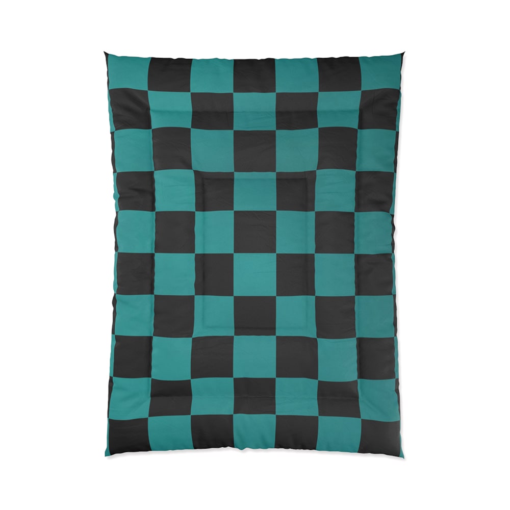 Kimetsu Classic Green Check Pattern Comforter Bedding