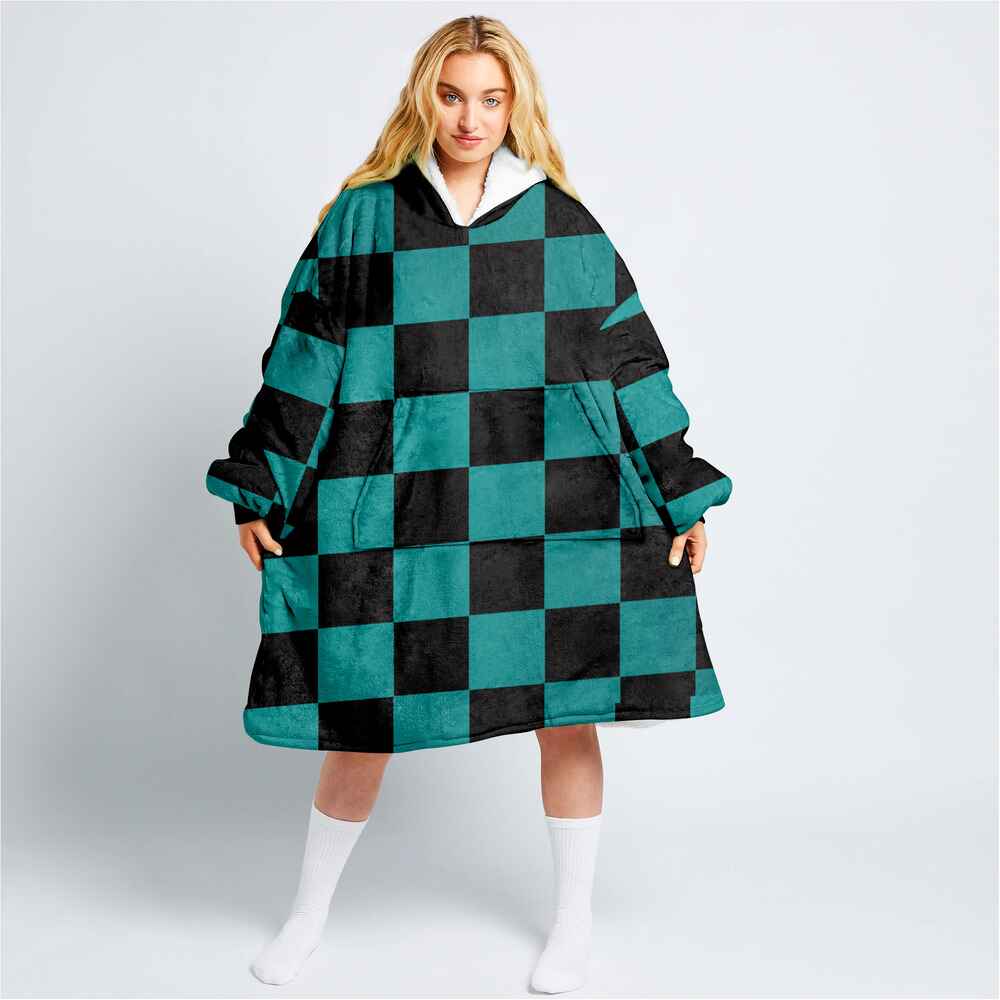 Demon Classic Check Pattern Oodie Blanket Hoodie