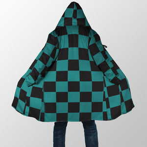 Classic Anime Check Pattern Hooded Cloak Coat