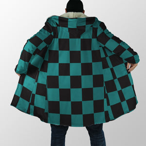 Classic Anime Check Pattern Hooded Cloak Coat