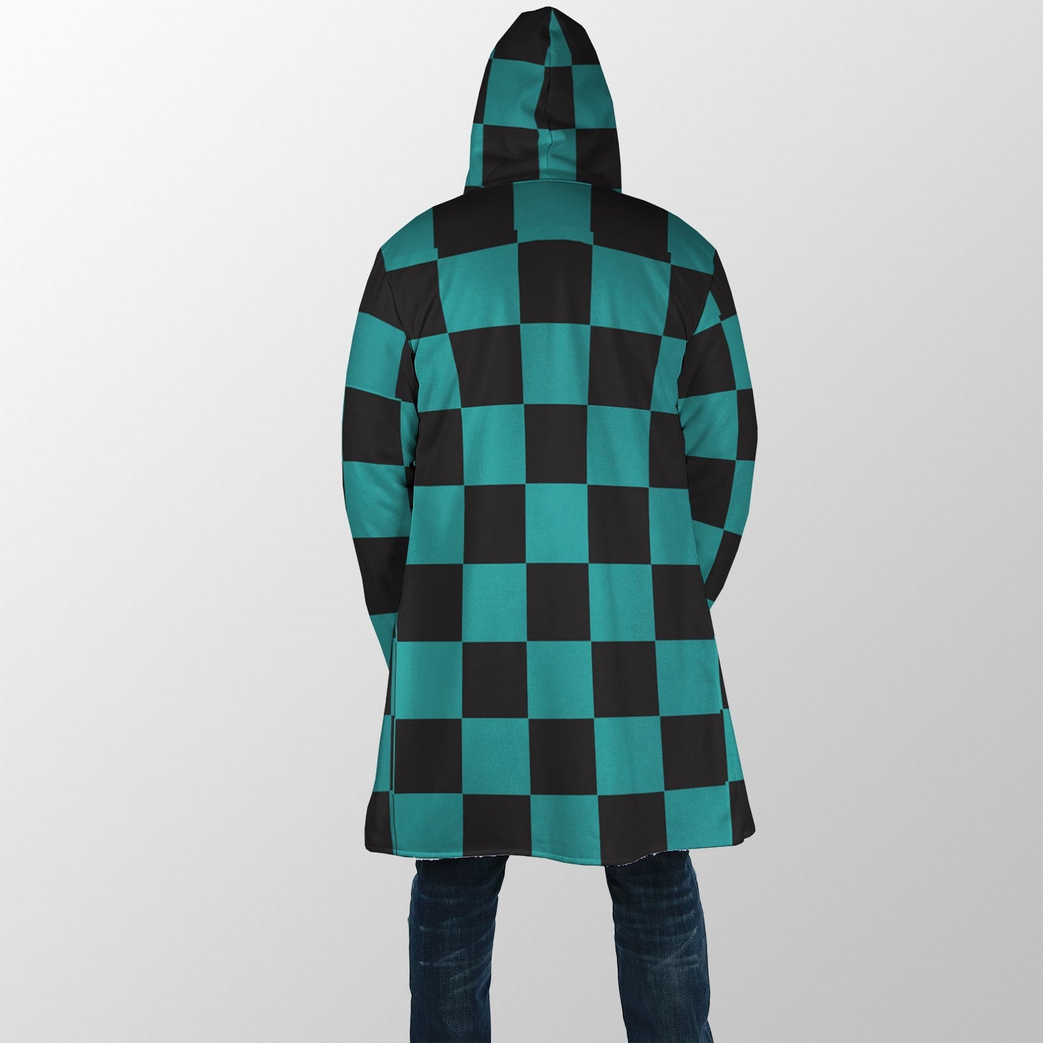 DS Check Pattern Hooded Cloak Coat