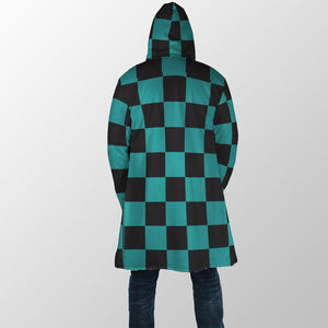 Classic Anime Check Pattern Hooded Cloak Coat