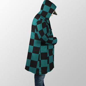 Classic Anime Check Pattern Hooded Cloak Coat