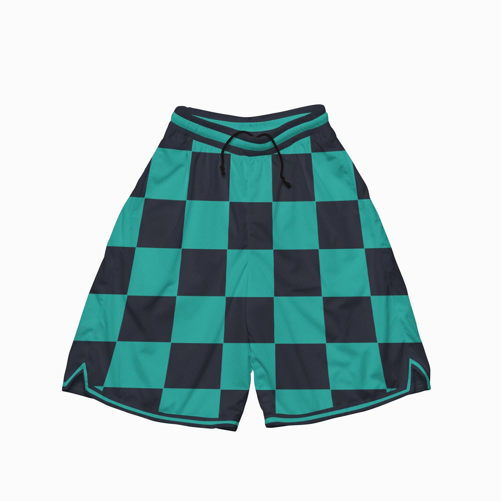 Green Check Pattern Basketball Shorts