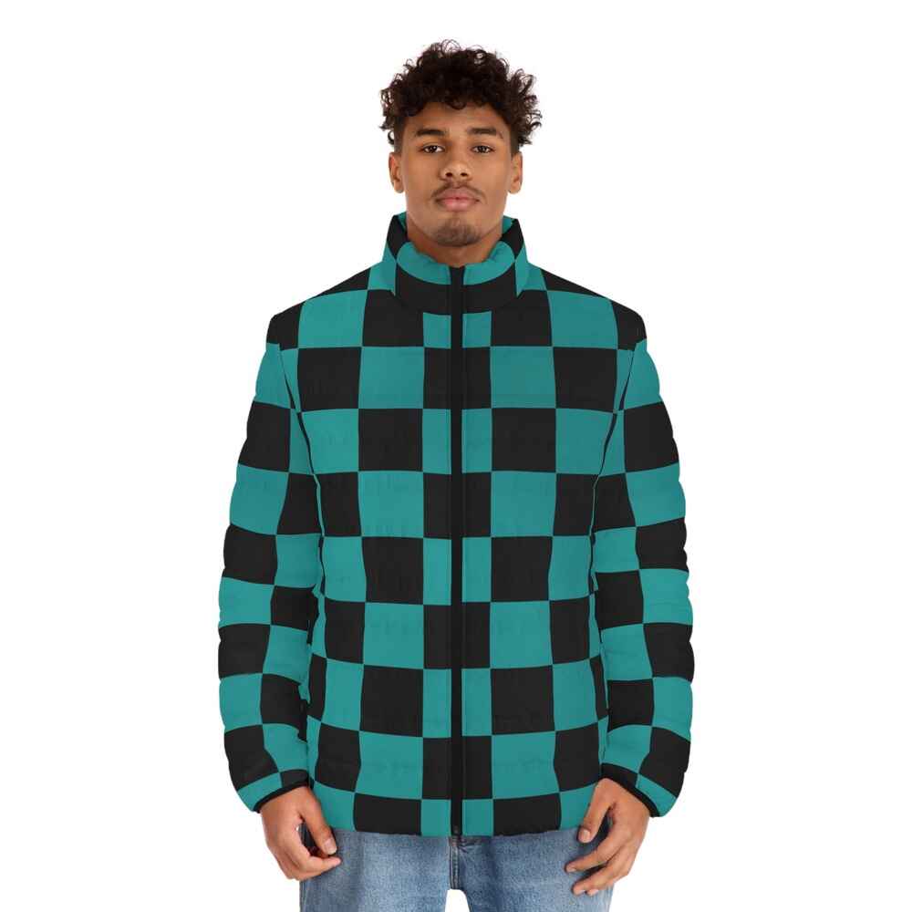 kimetsu na Classic Green Check Puffer Jacket