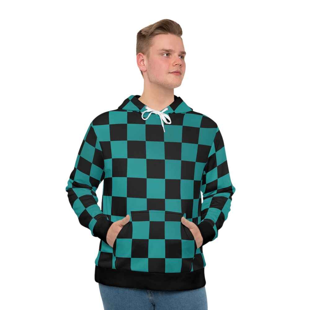 kimetsu na Classic Green Check Pullover Hoodie