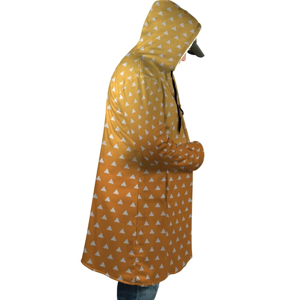 Thunder Breath Pattern Hooded Cloak Coat