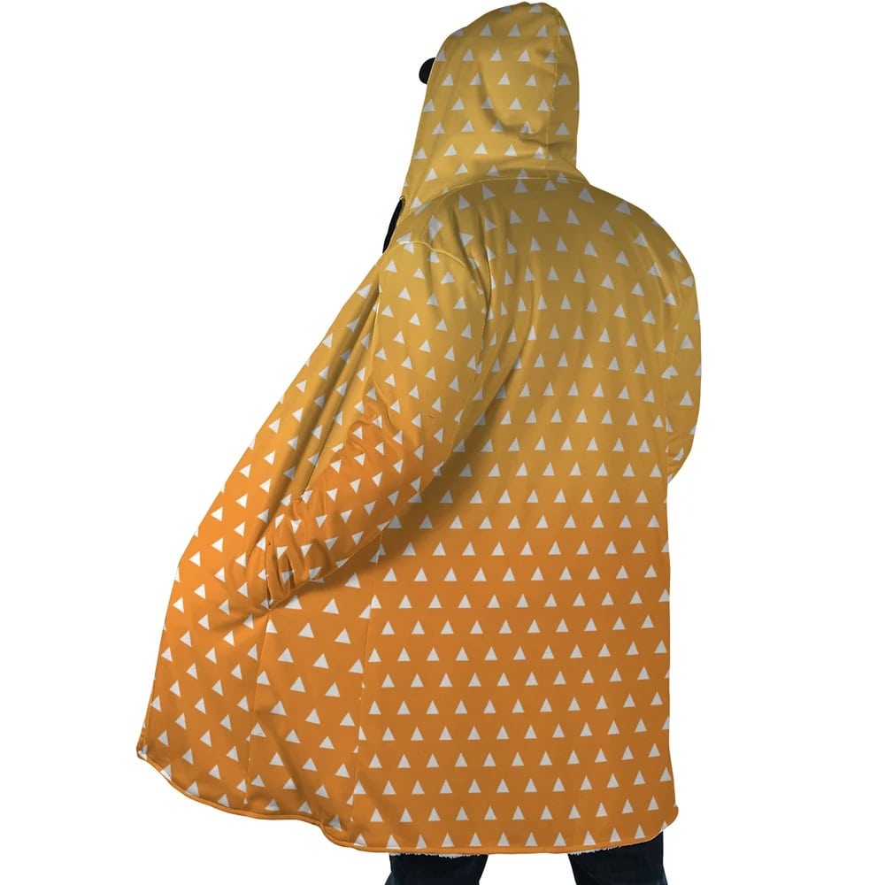 Thunder Breath Pattern Hooded Cloak Coat