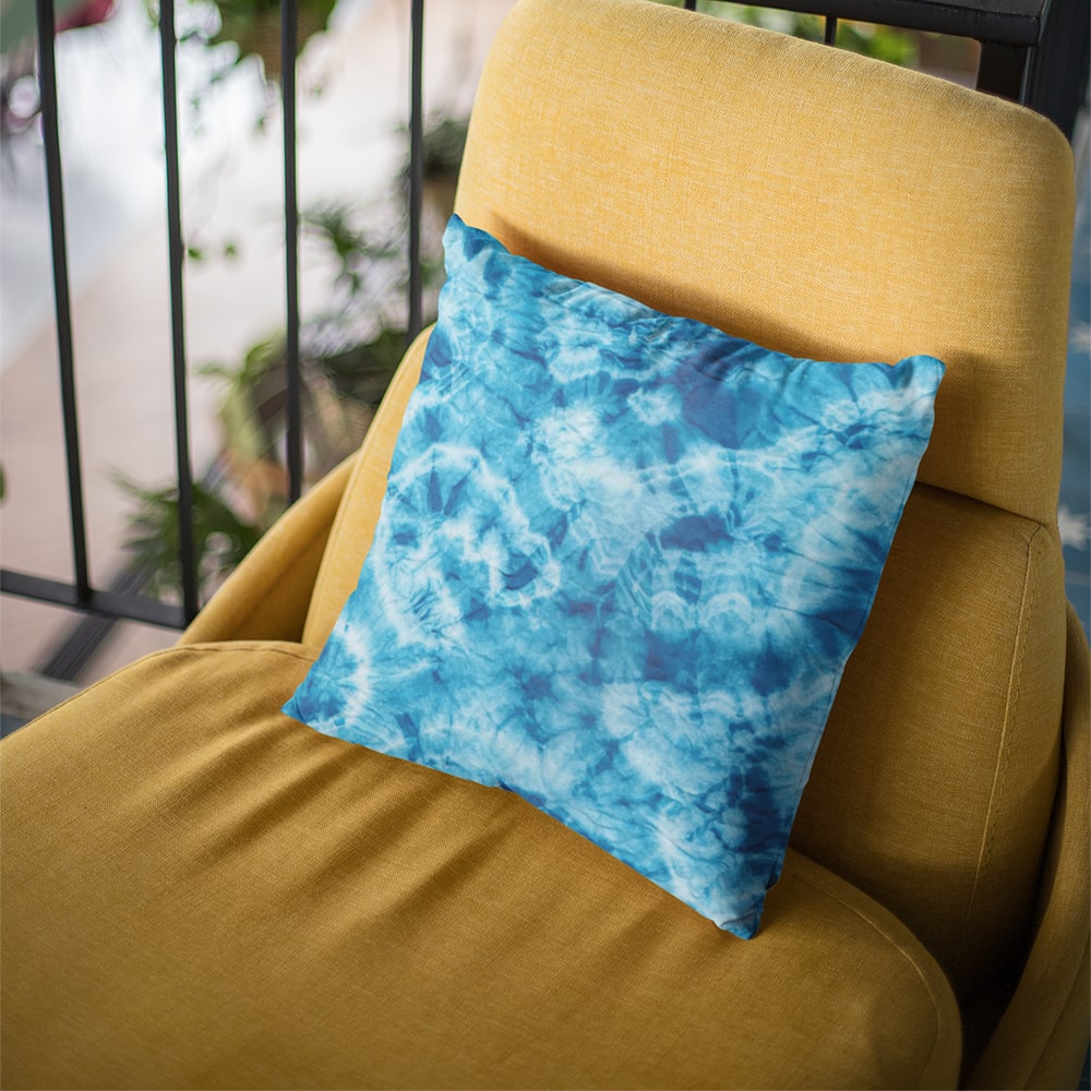 Tie Dye Blues Abstract Art Throw Pillow