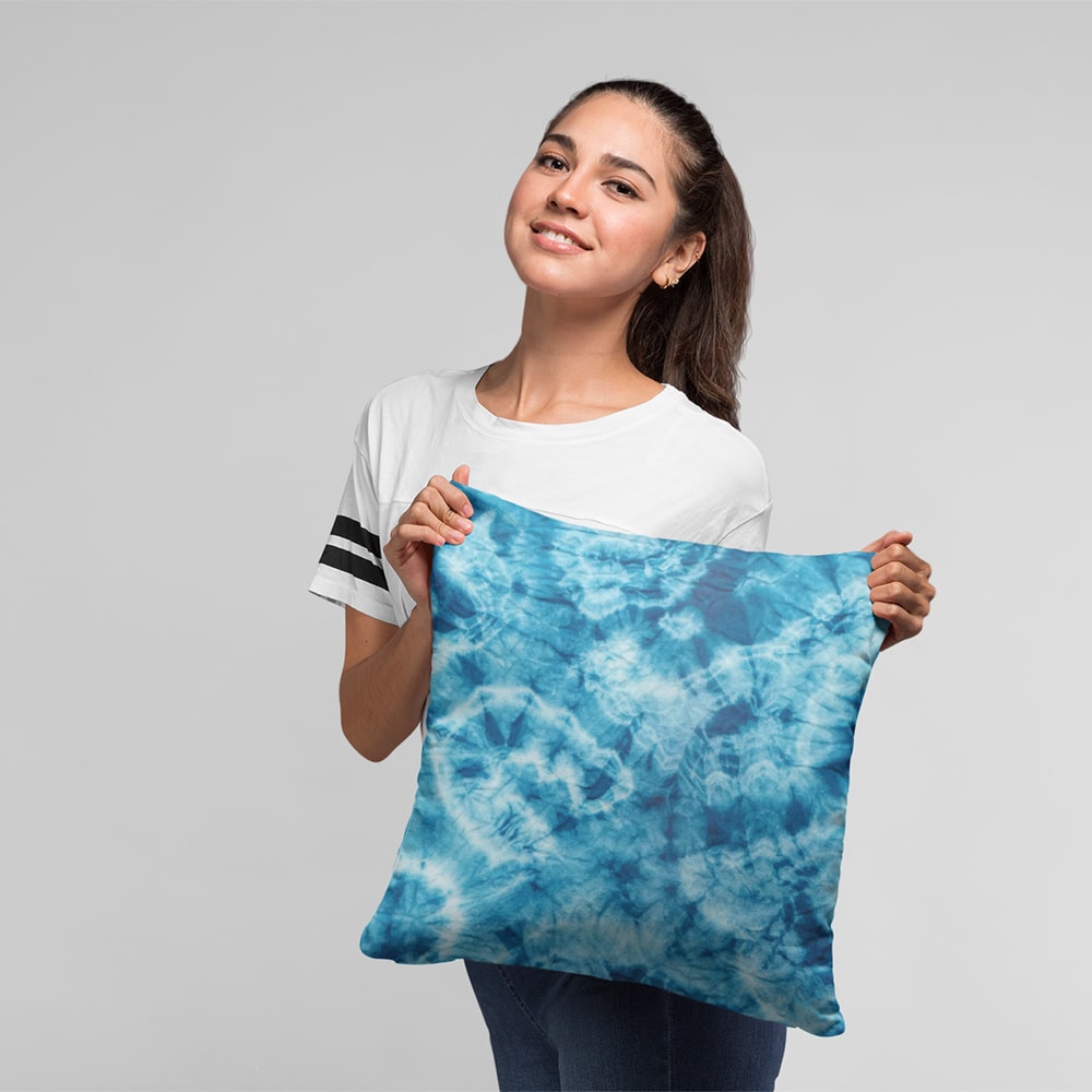 Tie Dye Blues Abstract Art Throw Pillow