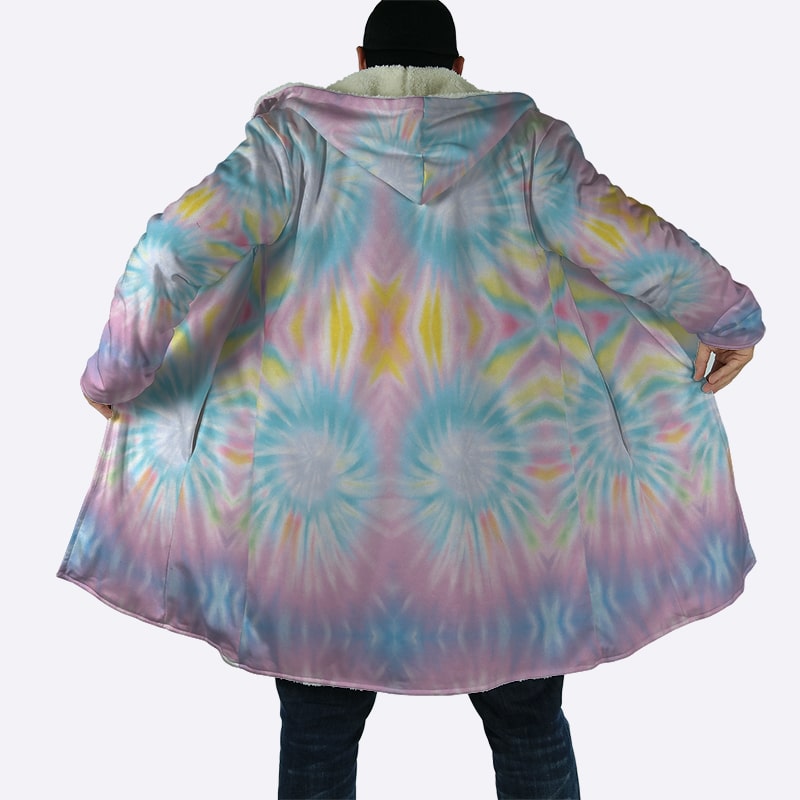 Tie Dye Color Fusion Hooded Cloak Coat