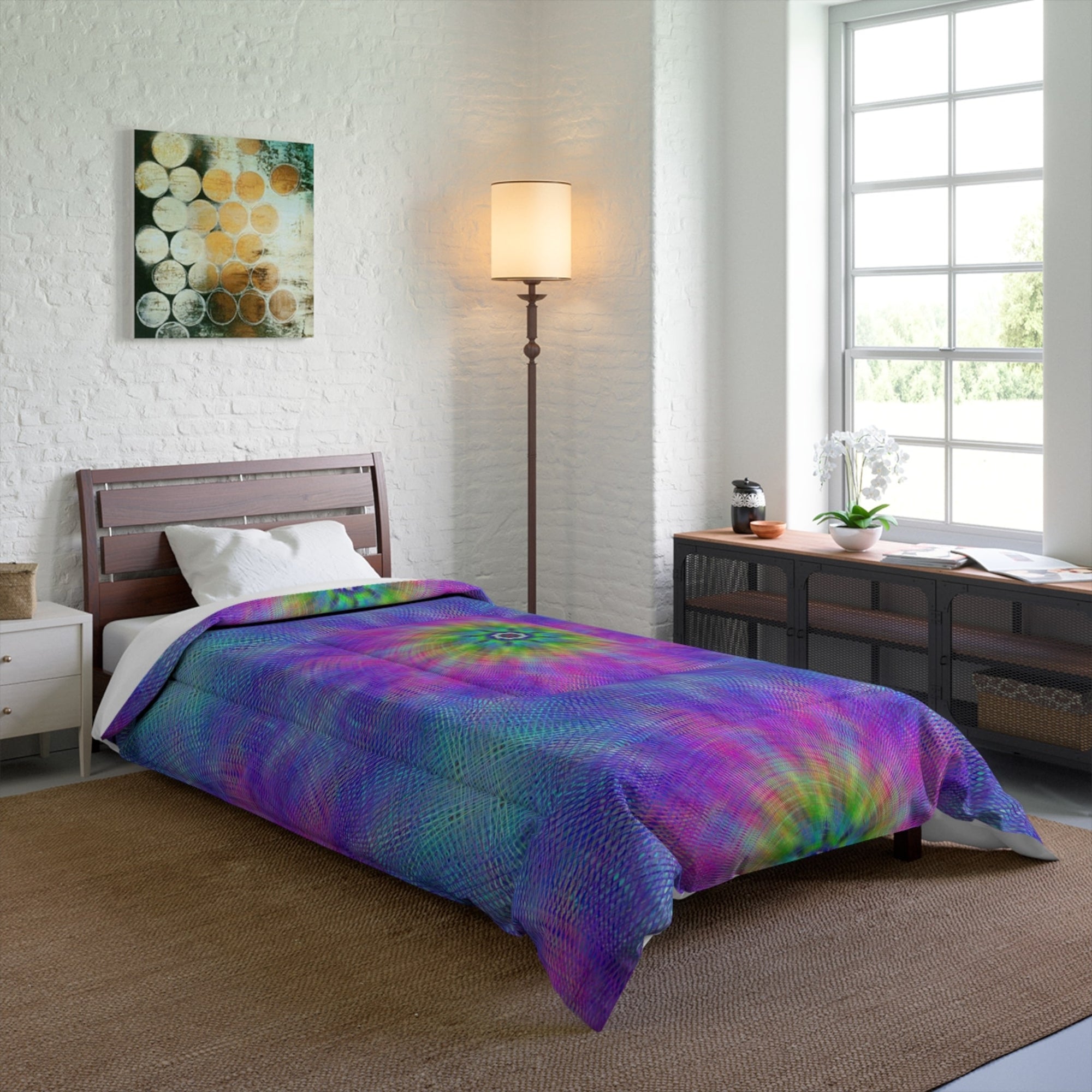 Tie dye Rugged Blue Green Color Fusion Art Set Bedding