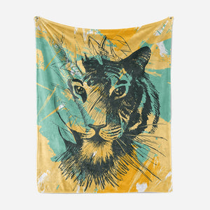 Tiger Abstract Floral Fusion Blanket