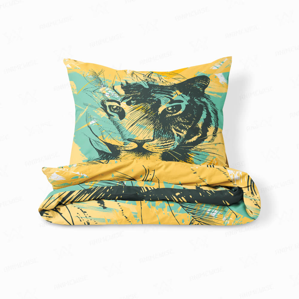 Tiger Abstract Floral Fusion Comforter Bedding