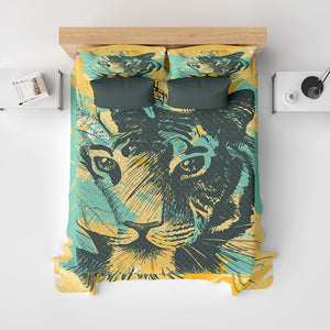 Tiger Abstract Floral Fusion Quilt Bedding